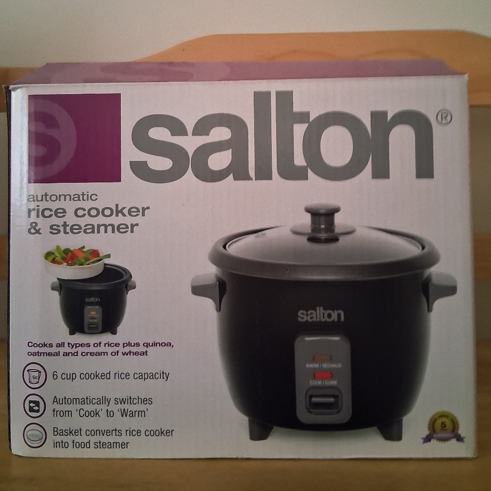 NEW Salton Black Rice Cooker & Steamer